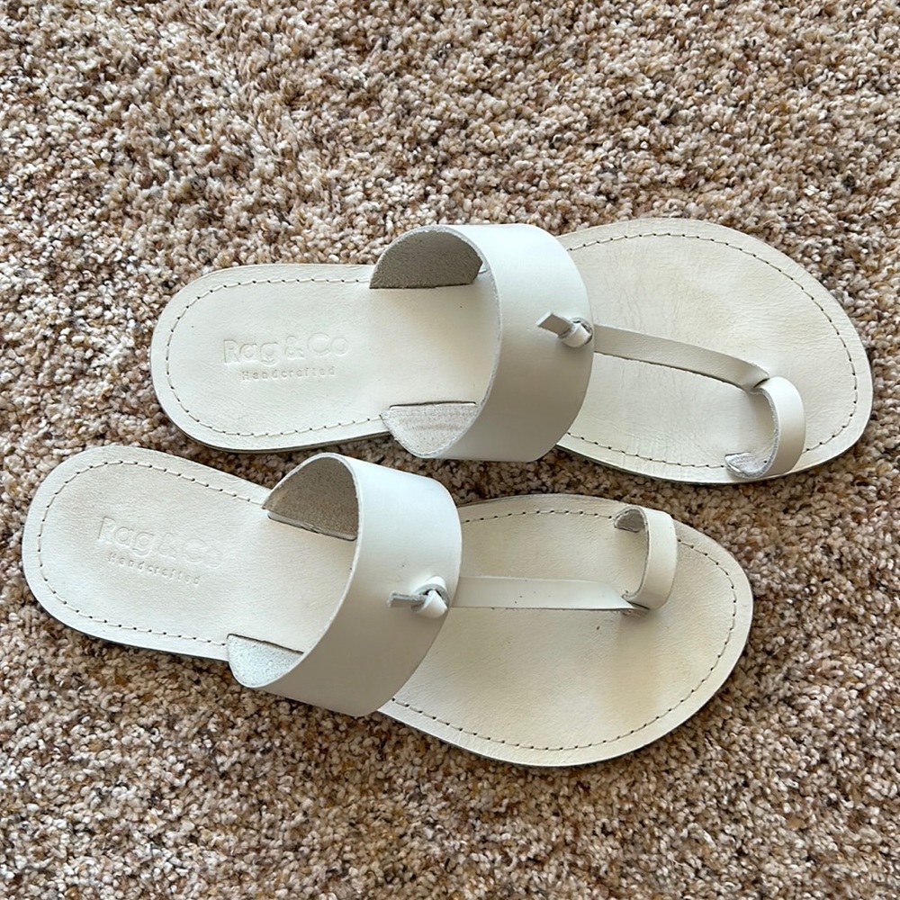 White leather sandals